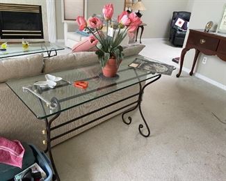 . . . a matching glass sofa table (matches the coffee table)
