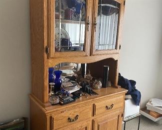 . . . a beautiful matching hutch with glass pane accents