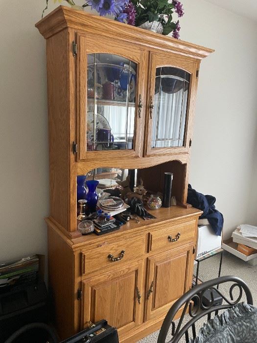 . . . a beautiful matching hutch with glass pane accents