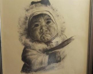 Inuit Canadian art work  by. Gabriel Gely charcoal on paper
36\20. 1964
150.00