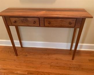 #10	pine wood entry table with 2 drawers 42x12x29	 $100.00 
