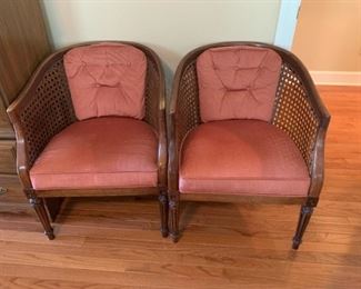 #18	2 Cain seat pink chairs 2@ 75 ea.	 $150.00 

