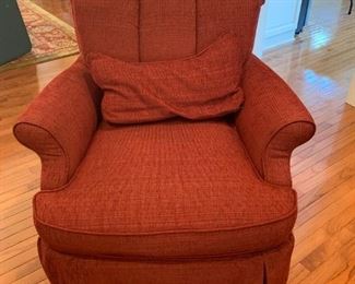 #28	red chair skirt club chair 	 $75.00 
