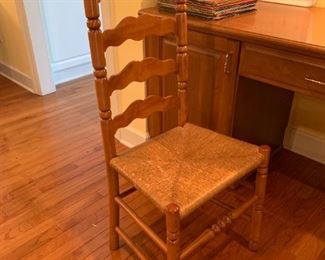 #29	as ladder back chair with as is russing seat 	 $25.00 
