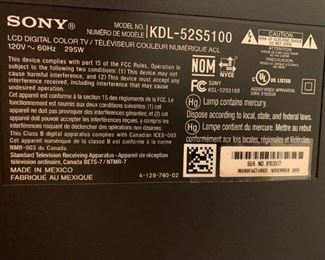 #31	2 shelf tv stand with glass shelf 51x26x20	 $60.00 
#32	Sony 51 inch  tv  bravea model kdl52s5100 	 $200.00 
