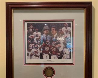 #33	Daniel moore tradition of al foot ball print with coin signed 16x7	 $75.00 
