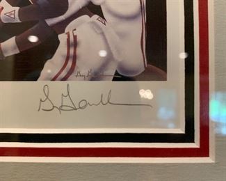 #33	Daniel moore tradition of al foot ball print with coin signed 16x7	 $75.00 
