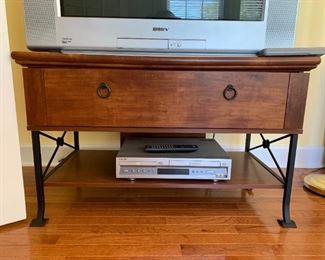 #35	tv stand w 2 drawer and metal legs 39xx20x23	 $65.00 
