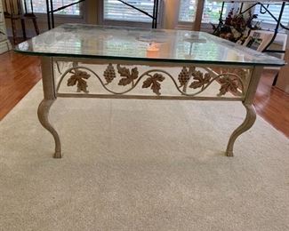 #36	white wash metal glass top coffee table 38x18	 $75.00 
