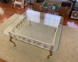 #36	white wash metal glass top coffee table 38x18	 $75.00 
