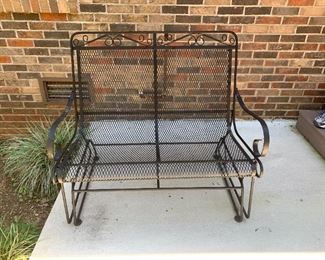 #41	glide rocker loveseat black iron 41  wide	 $75.00 
