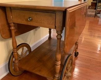 #52	Ethen Allan wood tea cart 1 drawer drop side 19-41x32x28	 $125.00 
