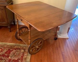 #52	Ethen Allan wood tea cart 1 drawer drop side 19-41x32x28	 $125.00 
