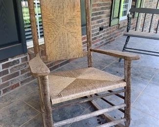 #74	(2) rushing seat rocking chairs 2@ 65 ea. 
