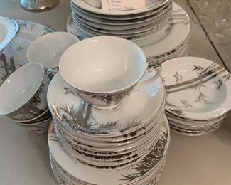 #79	Hand painted silver Kutan china 8 plates 7 bowls, 8 b&b , 8 saucer 7 cups, 6 bowl 	 $75.00 
