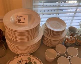 #80	Mikasa  white china13 plates 12 bowls, 9 saucer, 5 cups 12 salad	 $40.00 
