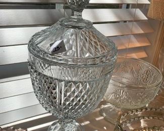#98	Crystal Candy dish with Lid 13" Tall 	 $25.00 
