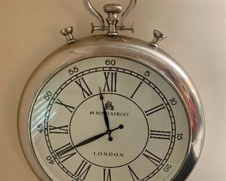 #1- Silver Pocketwatch Wall Clock- 24 1/2w x 31t- $100