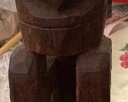 Hand Carved Wooden Tiki Statue Aztec Man