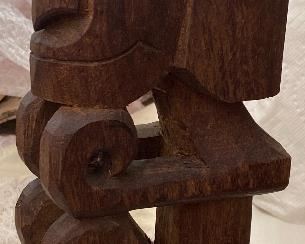 Hand Carved Wooden Tiki Statue Aztec Man
