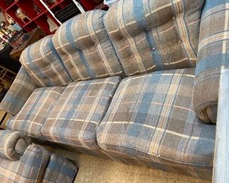 Plaid Sofa, Love Seat & Oversized Side Chair