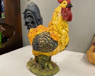 The Rooster to Beat All Roosters ..... Resin XLarge Rooster Colorfully Painted