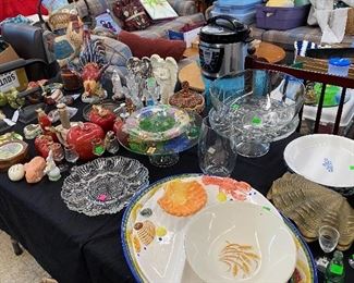 Assorted Serving Trays, Brass Clam Shell, Deviled Egg Platter, Apple Kitchen Set, Assorted Religious Figurines