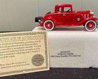 National Motor Museum Mint Authentic Collectible 1932 Chevy Roadster Fire Chief Car