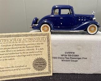National Motor Museum Mint Authentic Collectible 1933 Chevy Two Passenger Five Window Coupe