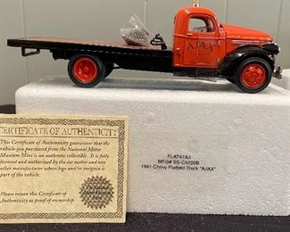 National Motor Museum Mint Authentic Collectible 1941 Chevy Flatbed Truck "AJAX"
