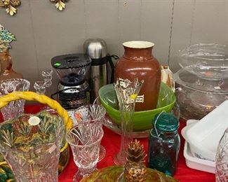 Assorted Serving Dishes and Household Decor