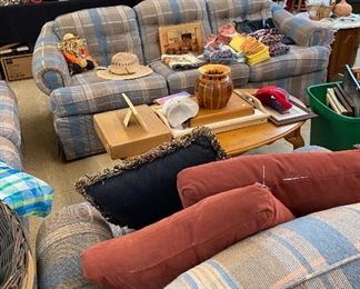 Sofa, Love Seat, Oversized Armchair, Assorted Household Items