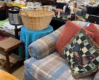 Sofa, Love Seat, Oversized Armchair, Assorted Household Items