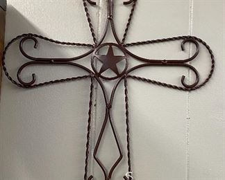 Wrought Iron Cross with Center Star