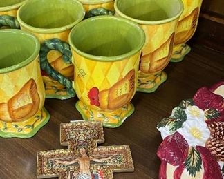 Decorative Cross, Chicken Cups & Plates