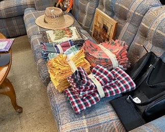 Sofa, Love Seat, Oversized Armchair, Assorted Household Items