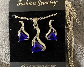 Fashion Jewelry 925 Sterling Silver Sapphire Blue