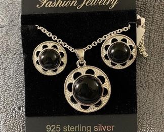 Fashion Jewelry 925 Sterling Silver Synthetic Black Onyx