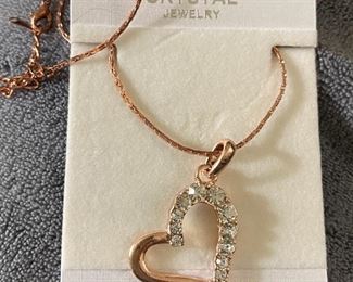 Fashion Jewelry 925 Sterling Silver CZ Pendant Rose Colored Chain