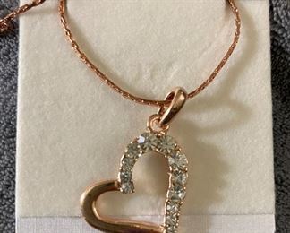 Fashion Jewelry 925 Sterling Silver CZ Pendant Rose Colored Chain