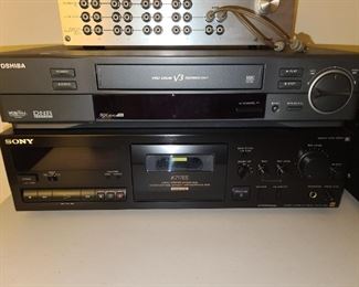 Toshiba VHS Player & Sony Cassette Player