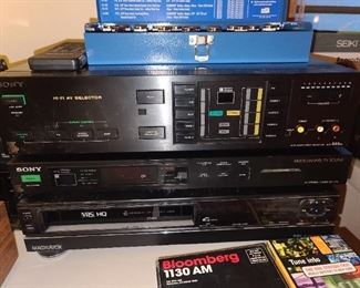 Sony HI-FI AV Selector, Sony Multichannel TV Sound TV Stereo Tuner ST-7TV, & Magnavox 4 Head VHS Player