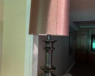 Pair Desk Lamps, French Silk Shades