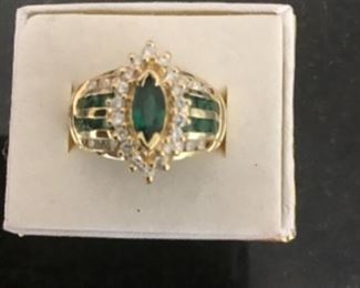 Diamond and emerald 14k gold