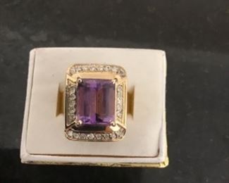 Amethyst Diamond 14k gold ring