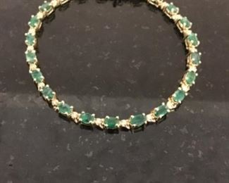 14k yellow gold bracelet emerald and diamonds