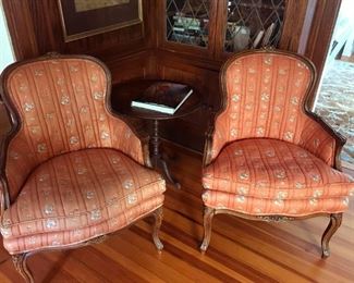 Upholstered Wood Frame Armchairs With Down Filling