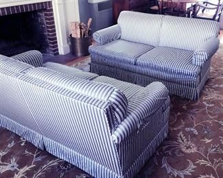 Pair of Large Down and Spring Love Seats