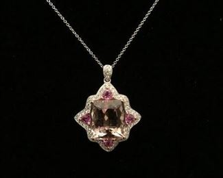 Stauer 18K Morganite, Sapphire Diamond Necklace
