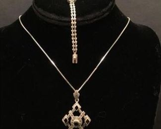 Sterling and Marcasite Necklace Bracelet